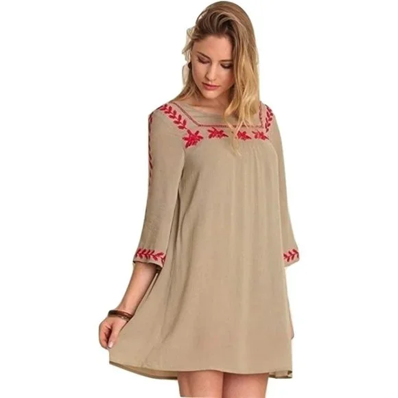 Umgee Dresses | Umgee Embroidered Mini Dress, Beige | Color: Tan | Size: L | Shopvioletskye's Closet Umgee Dresses | Umgee Embroidered Mini Dress, Beige | Color: Tan | Size: L | Shopvioletskye's Closet